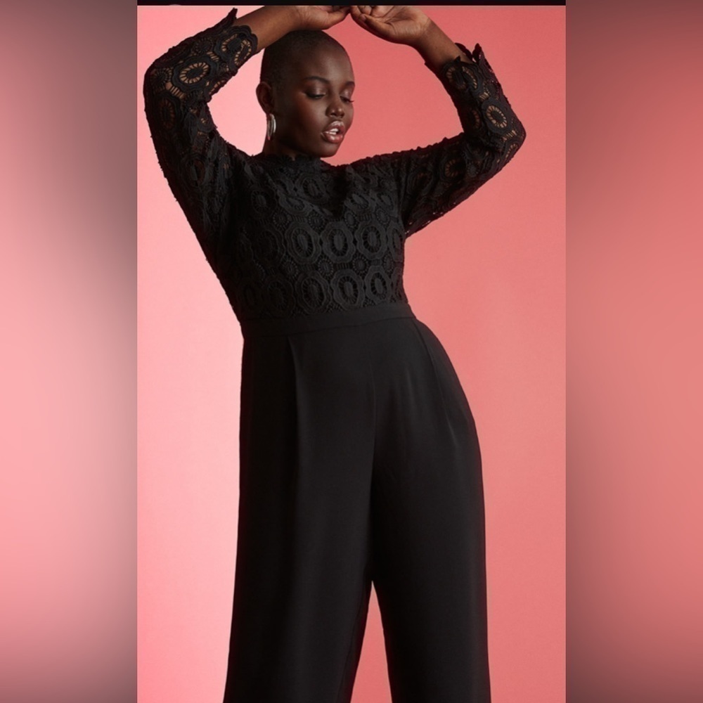 ELOQUII women’s size 22 black jumpsuit with lace bodice. Brand new with tags.